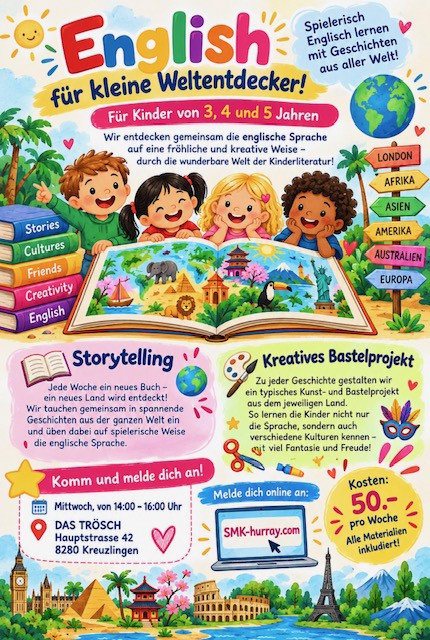Storyglobe-Flyer: Englisch für kleine Weltentdecker, Geschichten und Bastelprojekte aus aller Welt